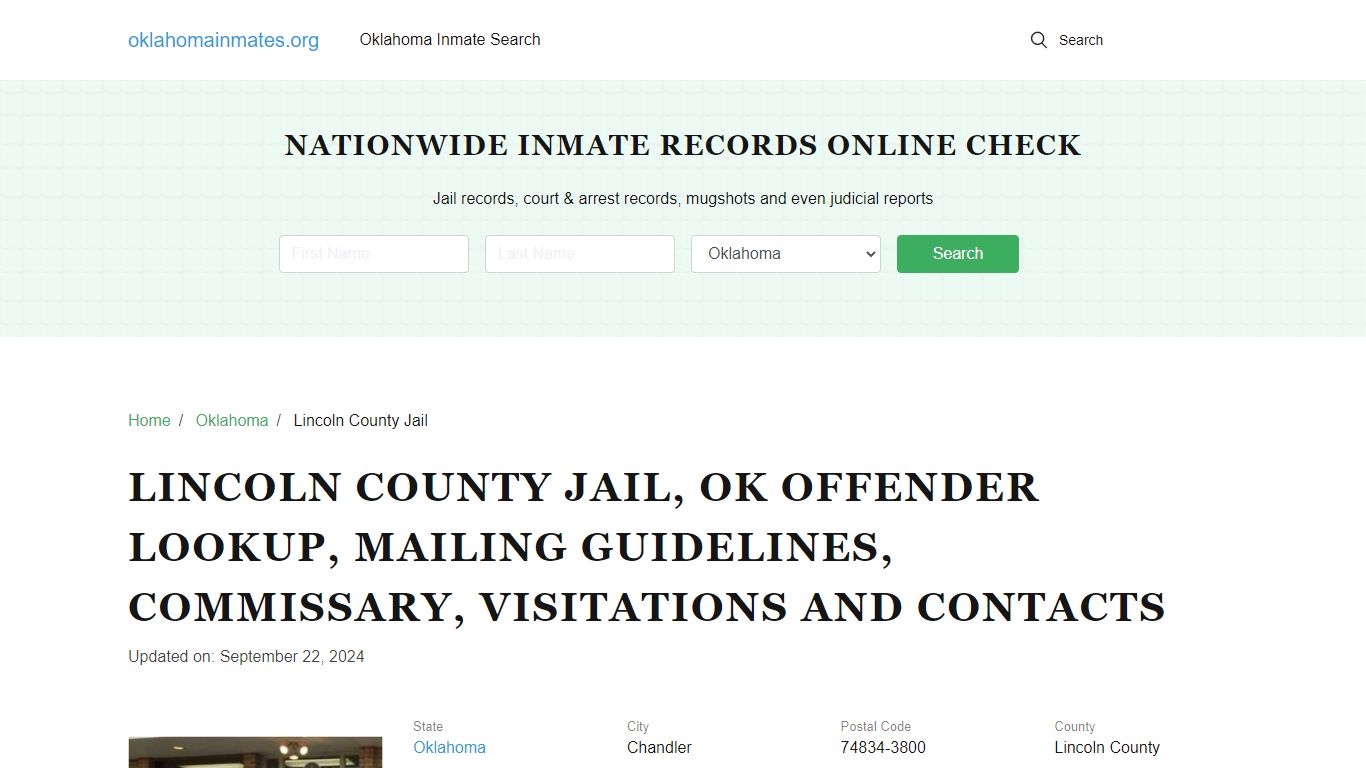 Lincoln County Jail, OK: Inmate Search Options, Visitations, Contacts