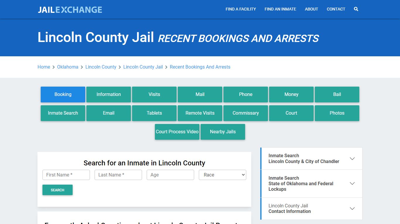 Lincoln County Jail OK Recent Arrests and Bookings - Jail Exchange